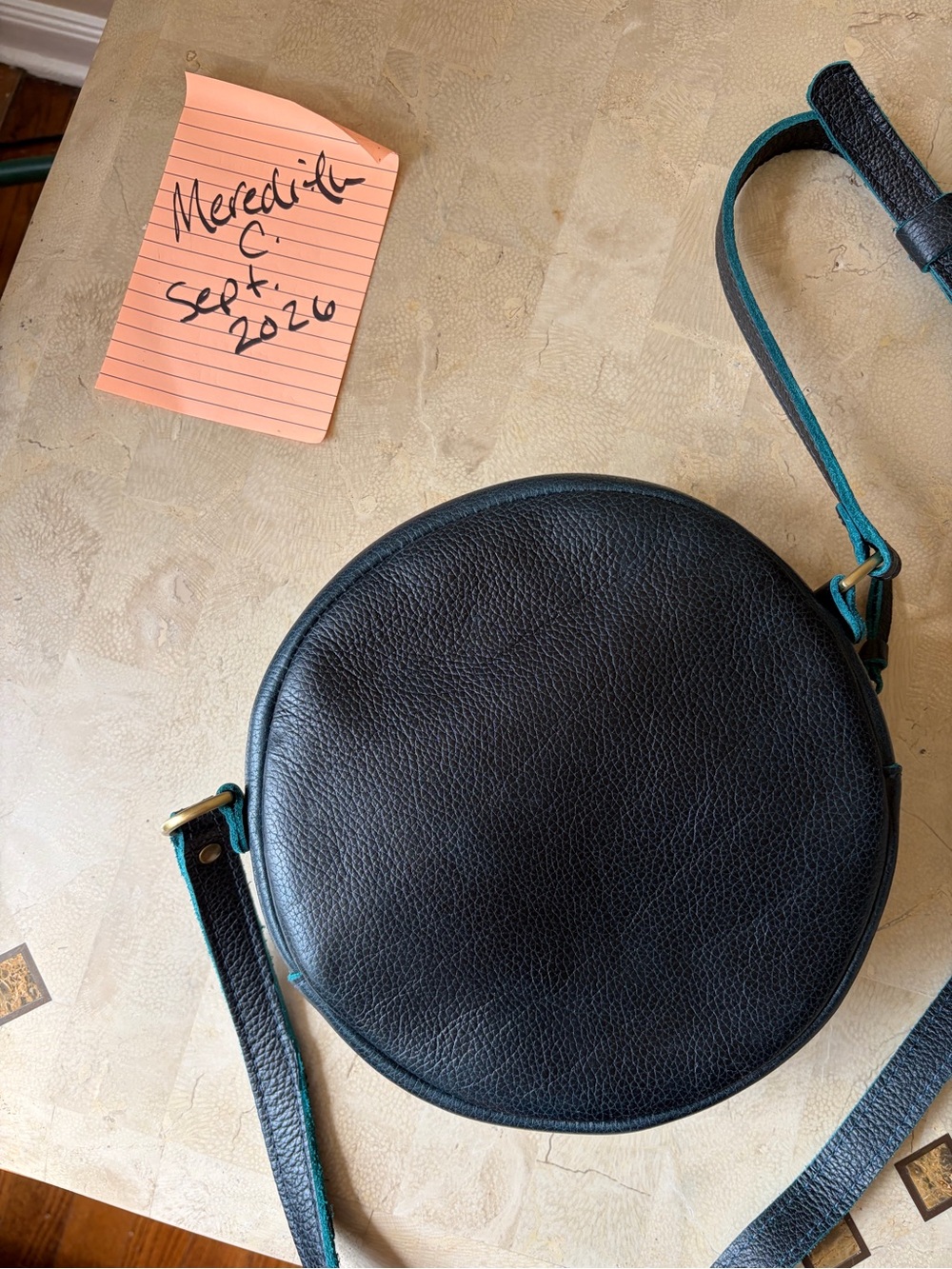 Portland Leather Large Circle Crossbody Bag in Boreal - Picture 2 of 4